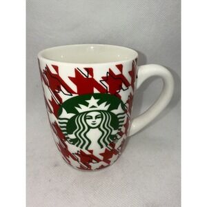 Starbucks 10 oz Red White Hounds Tooth Pattern 2017 Coffee Cup‎ Mug